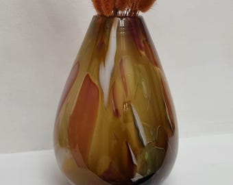 Vintage Makora Kronso Poland, Autumn Ovoid Hand Blown Art Glass Vessel/Vase.