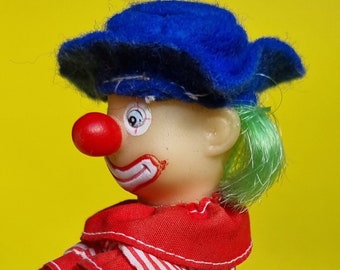 A Fun Looking Vintage 1960s Rubber Red Nose Circus Clown Doll/Figurine.