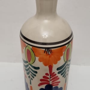 Vintage coloré Pedraza Espagne, bouteille en céramique peinte à la main de studio de poterie de 800 ml.
