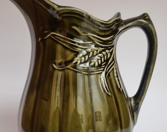 Early 20th Century Arthur Wood Olive Green Glazed Ceramic Jug/Pitcher.