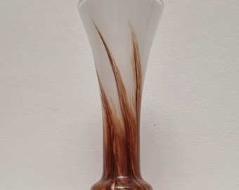 Carlo Moretti Italy "Pop Art" Opaline Florence Marble/Swirl Pattern Hand Blown Glass Vase.