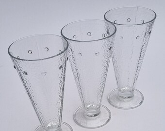 A Set of 3 Solid, Vintage 1960s Italian Knickerbocker Glory Glasses. Textured Interior and Smooth Exterior.