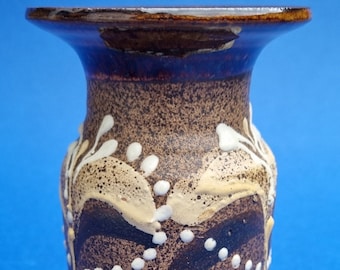 Vintage 1960s Leonard Stockley Weymouth Studio Pottery 13cm Brown Vase.