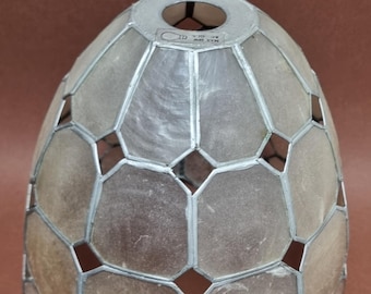 1970s Retro Capiz Shell Silver Tone Lampshade.