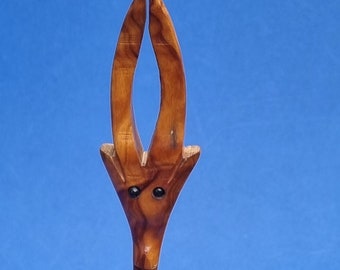 Vintage 1960s Mid Century Danish Teak Wood Hand Carved Antelope.