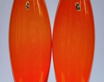 Mid-Century Modern Orange Art Glass Vases: Hadeland Norway, Severn Brorby Design - Set of 2