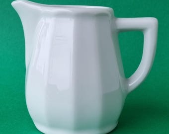 Apilco France Mid Century 1950s White Porcelain Multisided 150ml Creamer/Milk Jug.