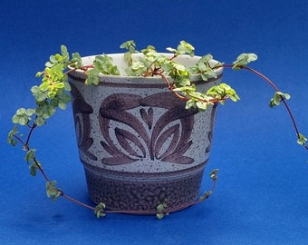 Vintage 1970s Cinque Ports Studio Pottery Rye Hand Painted Brown Glaze Planter Pot. **Plant Not Included**