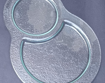 Vintage 1990s BDK Glass Czech 2 Section Serving Platter/Plate.