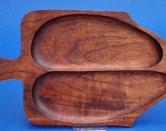 Vintage 1980s Teak Wood Fish Shaped Tray/Platter.