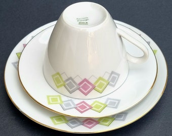 A Rare Design of a Vintage 1950s Winterling Marktleuthen Bavarian Trio Coffee Setting.