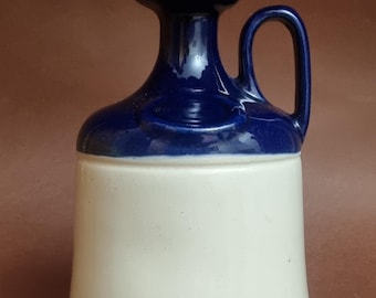 Vintage 1970s Blue and Beige Glazed Decorative/Collectible Whisky Decanter/Bottle - Sealed.