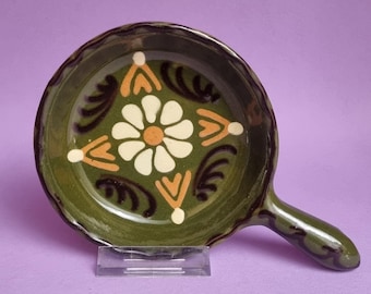 Vintage Mexican Tlaquepaque Pottery Earthenware Skillet/Dish/Bowl.