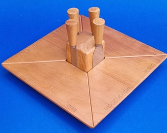Torre and Tagus Vintage Lazy Susan Cheese Board Including Knives and Spatula with Magnetic Block.