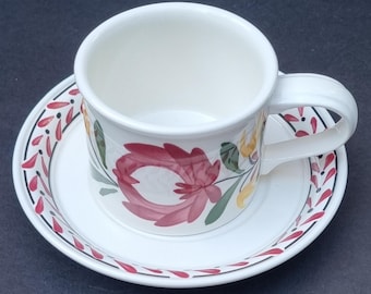 Portmeirion Vintage 1992 "Welsh Dresser" Pattern Cup & Saucer, Designed and Hand-Painted by Angharad Menna.