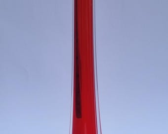Mid Century 1960s Bohemia Czech Red/Cranberry Art Glass Bud Vase.