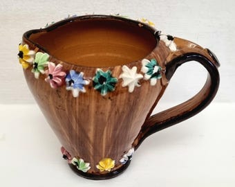 Vintage 1960s Fratelli Fanciullacci Italian Art Pottery Brown Glazed Ceramic Milk Jug/Creamer.