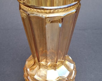 A Charming Vintage 1950s Carnival Amber "Pineapple" Shaped Decorative Glass Vase.