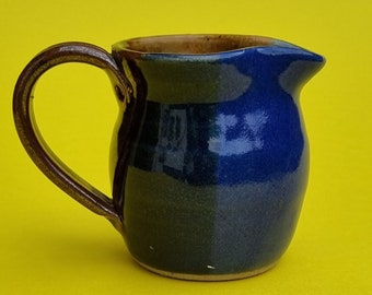 Vintage Mudgee Studio Pottery Australia Ceramic Mini Blue Brown and Tan 7.5cm Jug.