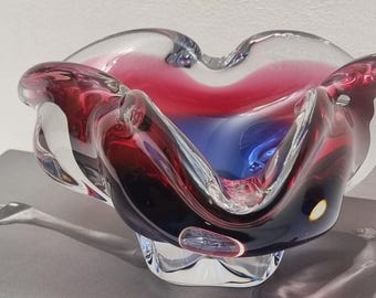 Czech Mid 20th Century Josef Hospodka Bohemian Art Glass Bowl for Chribska Glassworks.