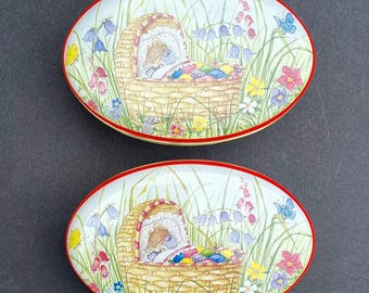 Very Cute Vintage 1980s Oval Tin Box Featuring Adorable Looking Mice With Flowers and Butterflies. 2 Are Available and **Sold Individually**
