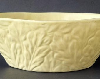 Vintage 1940s, Pastel Yellow Ceramic Boat Shaped Planter.