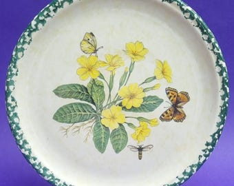 Vintage 1970s Sovereign Ceramics Italy, Bianconi Pietro "Primrose & Butterflies" Plate.