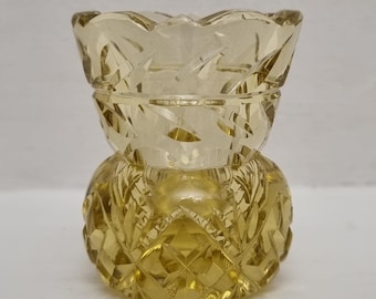 Mid 20th Century Czech Bohemian Lemon Coloured Cut Crystal Thistle Vase.