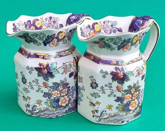 A Beautiful and Quite Decorative Floral Hand Painted Vintage 1920s Mason's Ironstone China "Amethyst" Pitcher/Jug. ***Sold Individually***