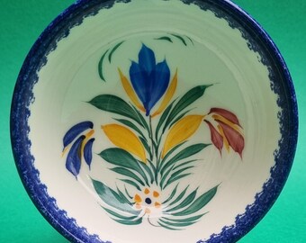French Mid Century Henriot Quimper Floral Hand Painted Ceramic Bowl.