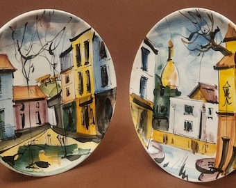 Colourful Mid Century Italian Hand Painted Plates - 2 Are Available and Sold Individually.