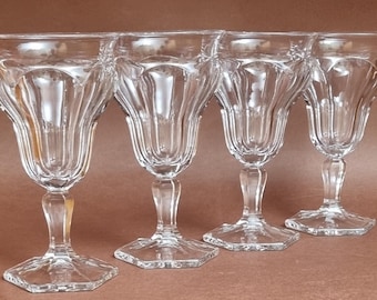 Vintage Art Deco George Davidson Heavy Wine Glasses - Set of 4.