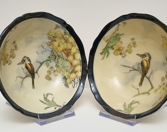 Rare Art Deco Royal Doulton Scalloped Rim with Kookaburra Bird & Wattle Flower Motifs.