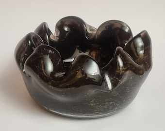 Vintage Officina Vitri Romana Ashtray: Space Age Italian Glass Bowl