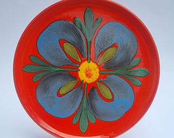 Vintage 1970s Waechtersbach West Germany, Floral Hand-Painted Ceramic Side Plate.