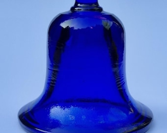 Mid Century 1940s Cobalt Blue Hand Blown Bell Shaped Paper Weight.