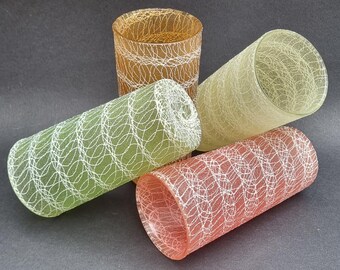 Mid Century 1950s American Designed "ColorCraft Shat-R-Pruf" Spaghetti String Highball Tumblers - Set of 4.