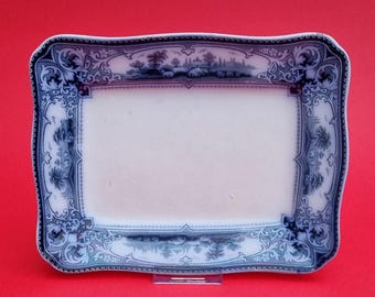 Antique Ford & Sons LTD Verona Burslem, Devon Blue and White Rectangular Serving Platter/Plate. Decorative.