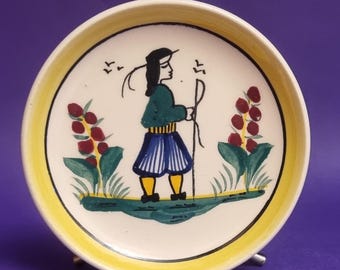 French Vintage HB Henriot Quimper Hand-Painted Small Plate.