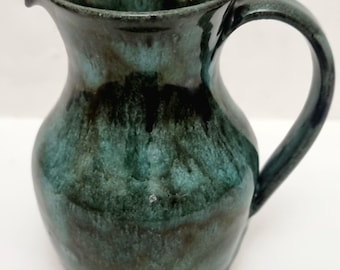 Vintage Studio Pottery Green Drip Glaze Ceramic Creamer/Jug.
