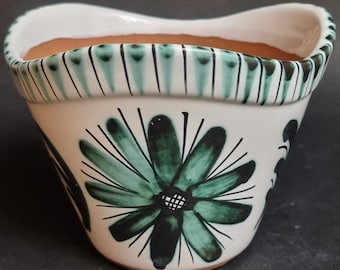 Mid Century Scandinavian Studio Pottery Hand Painted Ceramic Planter Pot.