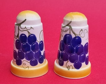 A Rare Pair of Vintage Moses Pottery Cyprus Handmade and Hand-painted Ceramic Glazed Salt and Pepper Shakers.