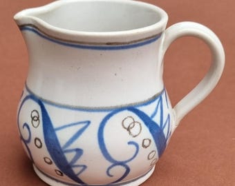 Buchan Pottery Portobello, Scotland, Mid Century Vintage 1960s Small Ceramic Blue & White Creamer/Jug.
