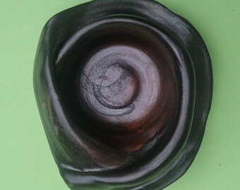 Vintage Abstract Ceramic Bowl - Handmade Earthy Brown Glazed PB3 Marked Pottery for Home Decor.