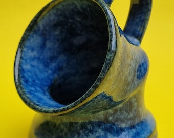 Vintage Studio Pottery Blue Glazed Ceramic Salt Pig.