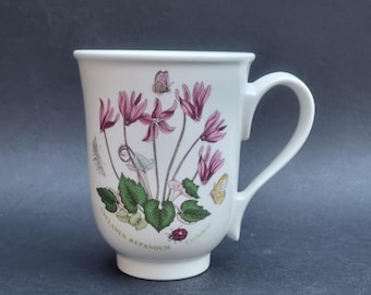 Portmeirion Vintage 1980s Botanic Garden Bell Shaped 300ml "Cyclamen Repandum" Pattern Mug. Designed by Susan Williams-Ellis.