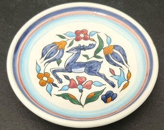Greek Studio Pottery Mid Century 1960s Decorative Handmade Wall Hanging Plate.