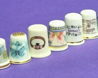 A Selection of Various Vintage Bone China Thimbles Made in England, Spain and France. ***All Sold Individually***