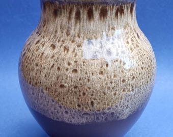 Rare Mid Century Holkham Pottery Brown Mottled Glazed Ceramic Vase.
