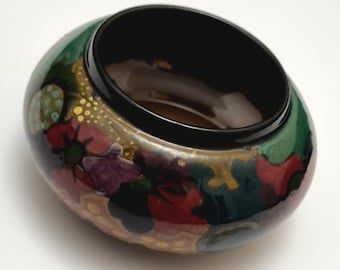 Rare Gouda Holland Plateel Art Nouveau Hand-Painted Multicoloured Floral Glossy Glaze Bowl.